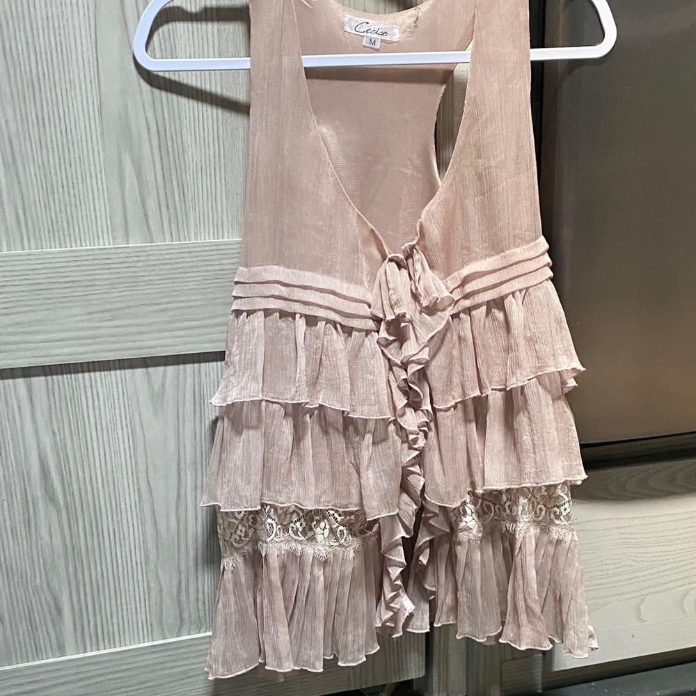 Cecico Pink Ruffle Lace Dress